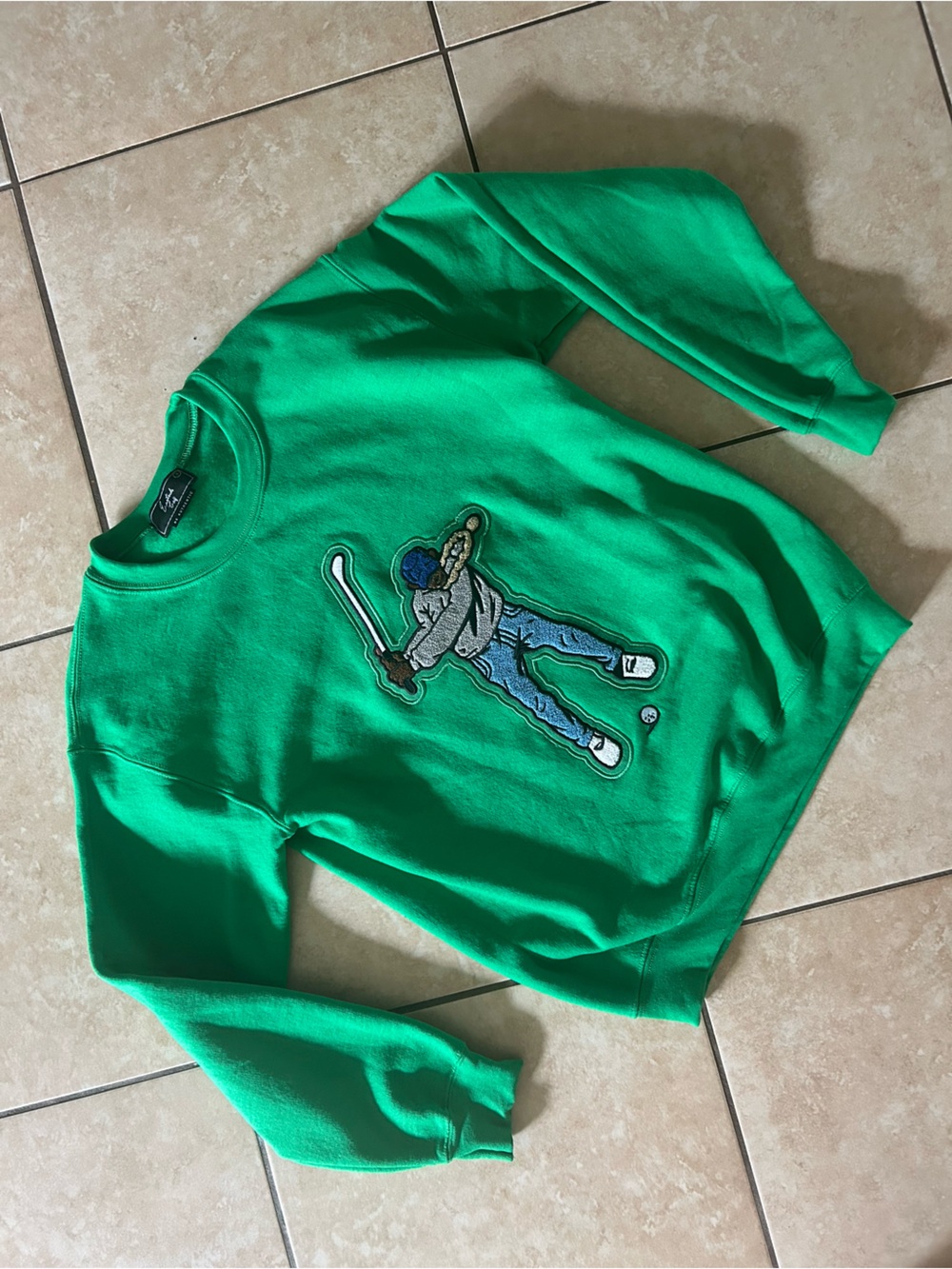 Eastside Golf Green Crewneck Sweatshirt w/ Embroidered Golfer Motif & WMPO logo